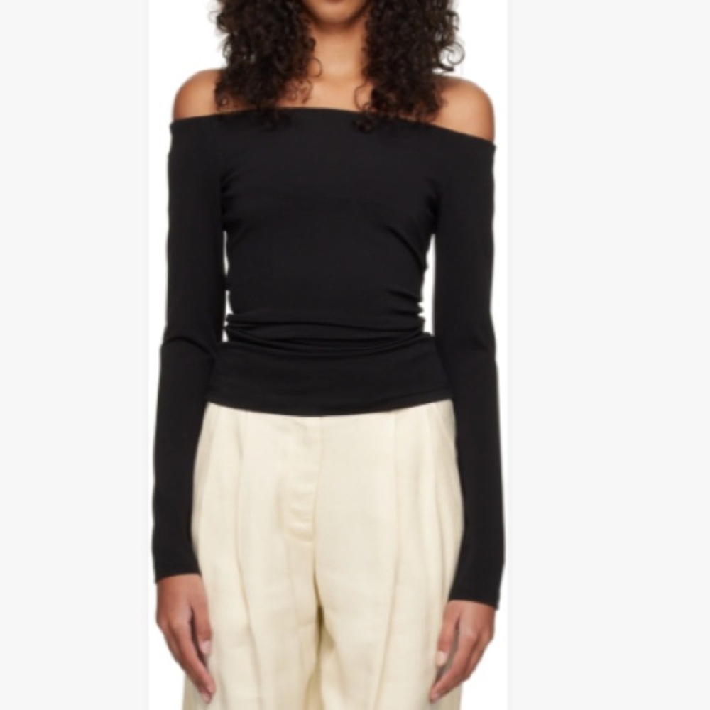 Esse Studios black off shoulder long sleeve knit top US sz6